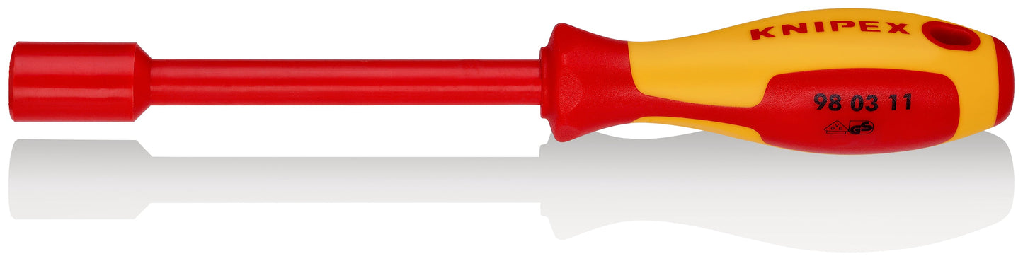 KNIPEX 98 03 11 Desarmador hexagonal tipo dado aislado 11 mm con mango ergonómico 1000V bruñido 237 mm (9.25'')