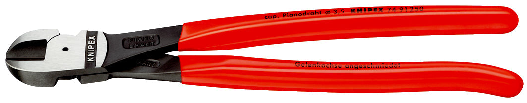 KNIPEX 74 91 250 SB Pinza de corte central de alta palanca con mangos de plástico pavonada 250 mm (10'')