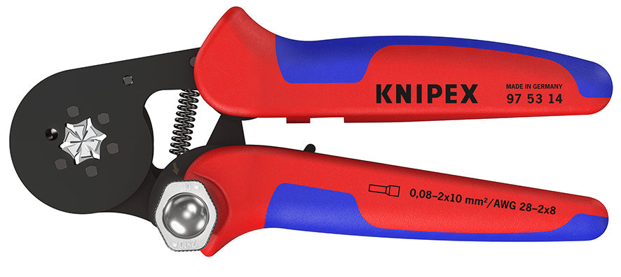 KNIPEX 97 53 14 Pinza autoajustable para ponchar terminales ferrul de acceso lateral con mangos en dos componentes bruñido 180 mm