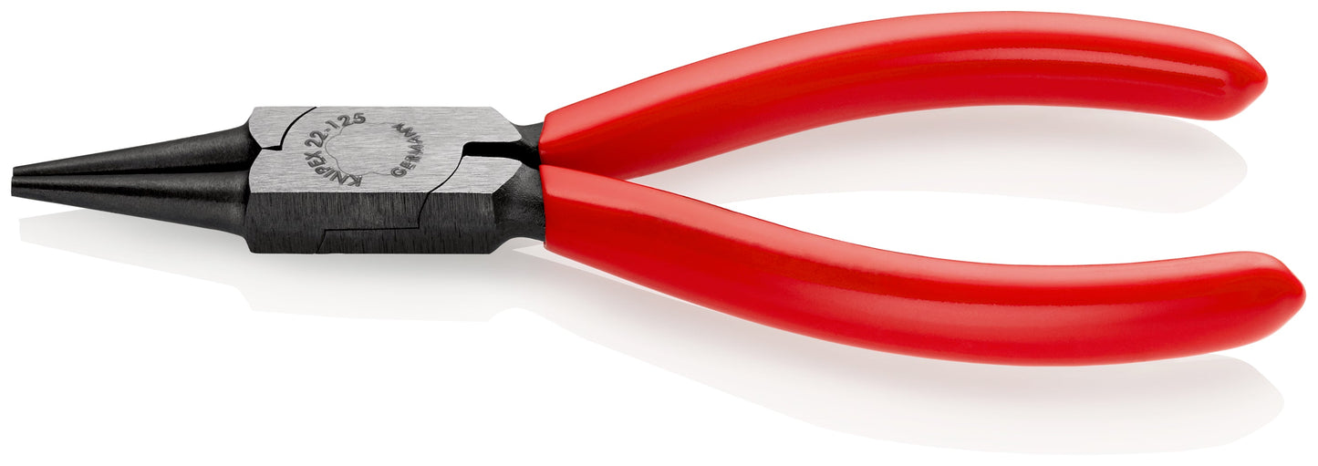 KNIPEX 22 01 125 Pinza de puntas redondas con mangos de plástico pavonada 125 mm (5″)