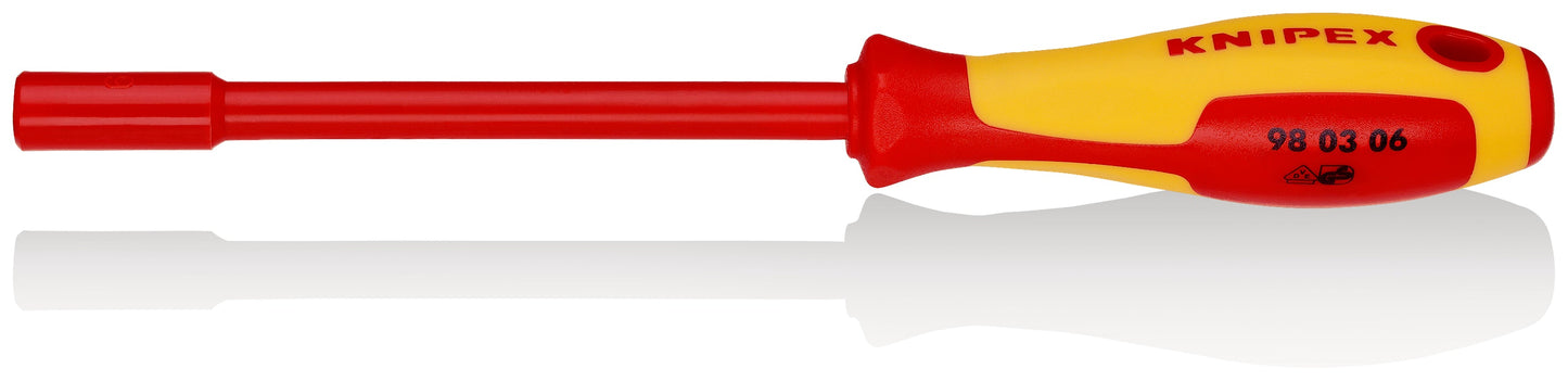 KNIPEX 98 03 06 Desarmador hexagonal tipo dado aislado 6 mm con mango ergonómico 1000V bruñido 232 mm (9'')