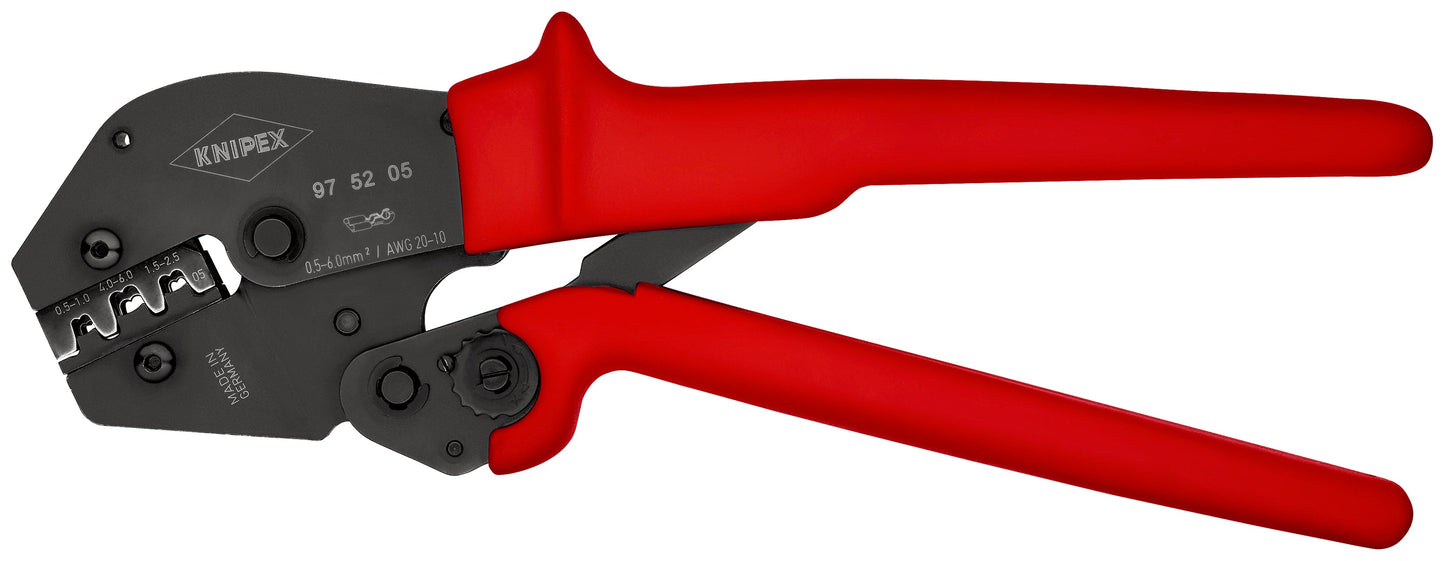 KNIPEX 97 52 05 SB Pinzas para engarzar terminales también para trabajar con las dos manos con mangos de plástico antideslizantes bruñido 250 mm