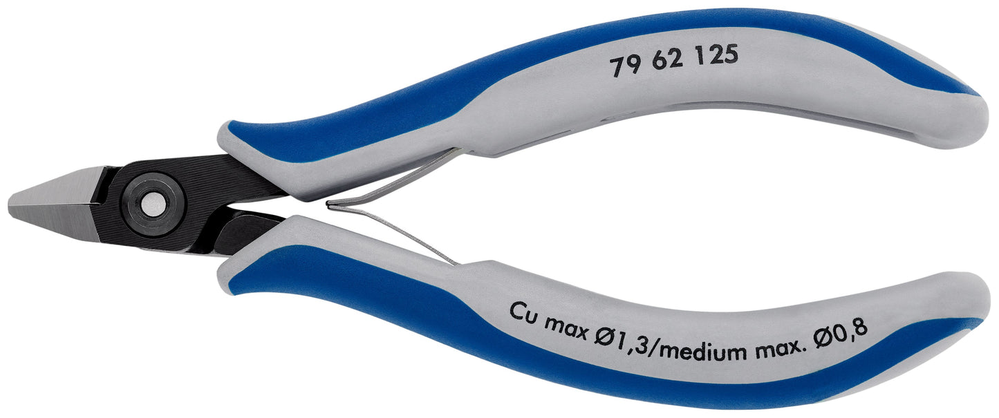 KNIPEX 79 62 125 Pinzas de precisión de corte diagonal para electrónica con mangos en dos componentes bruñido 125 mm