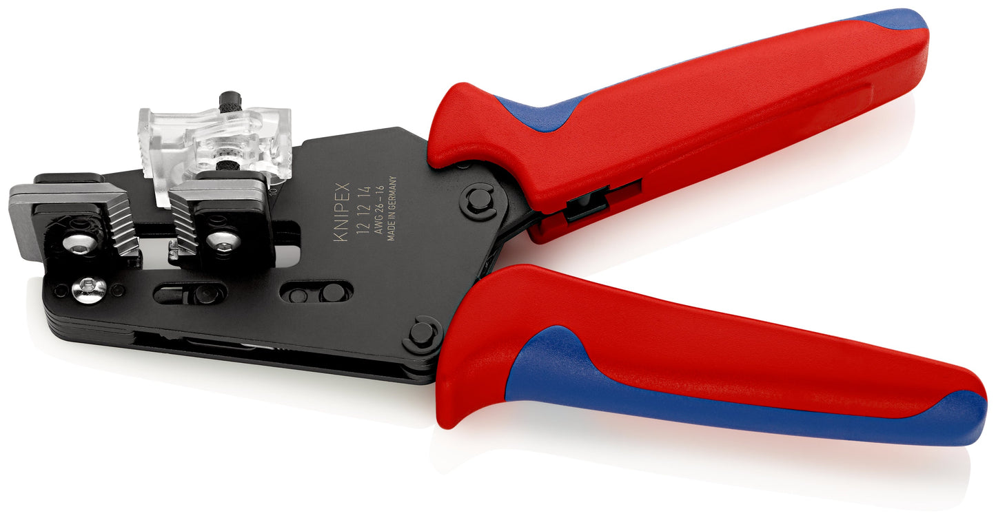 KNIPEX 12 12 14 Pinza pelacables de precisión con cuchillas adaptadas con mangos ergonómicos bruñido 195 mm (7.75″)