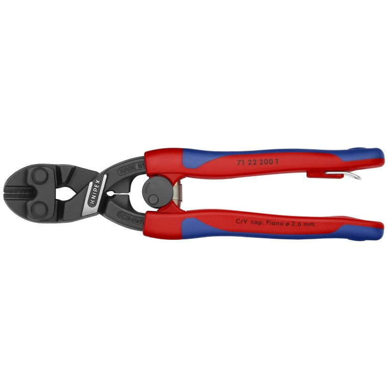 KNIPEX 71 22 200 T BK Cortapernos compacto CoBolt con anilla de protección anticaídas 200 mm (8")