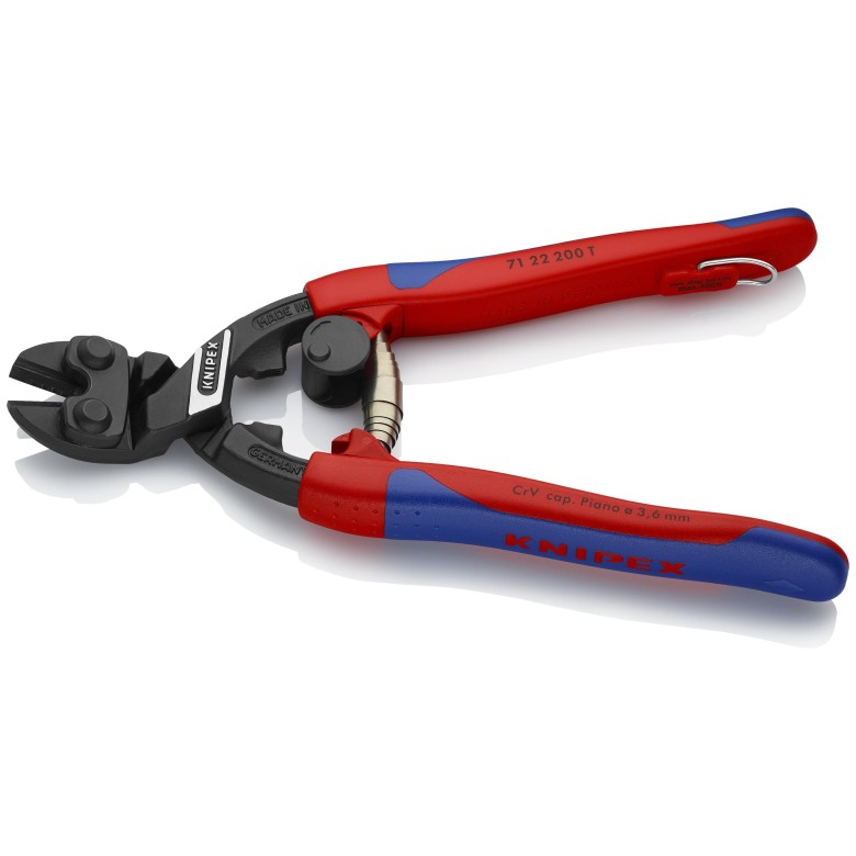 KNIPEX 71 22 200 T BK Cortapernos compacto CoBolt con anilla de protección anticaídas 200 mm (8")