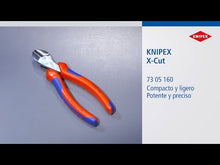 Cargar y reproducir el video en el visor de la galería, KNIPEX 73 05 160 SB Pinzas de corte diagonal compacto X-Cut con gran efecto palanca 160 mm
