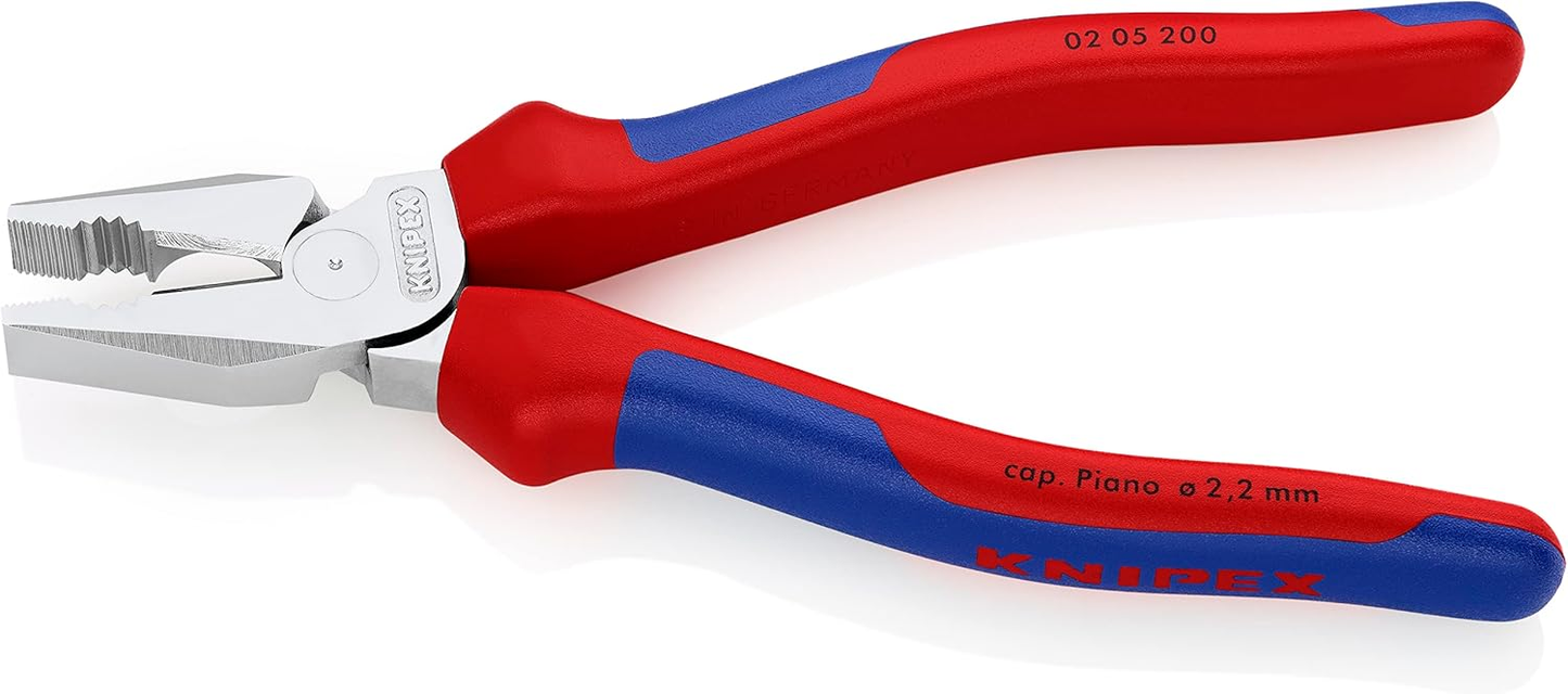 KNIPEX 02 05 200 Pinza universal de alta palanca con mangos ergonómicos cromada 200 mm (8″)