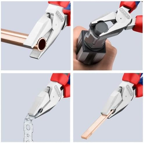 KNIPEX 02 05 200 Pinza universal de alta palanca con mangos ergonómicos cromada 200 mm (8″)