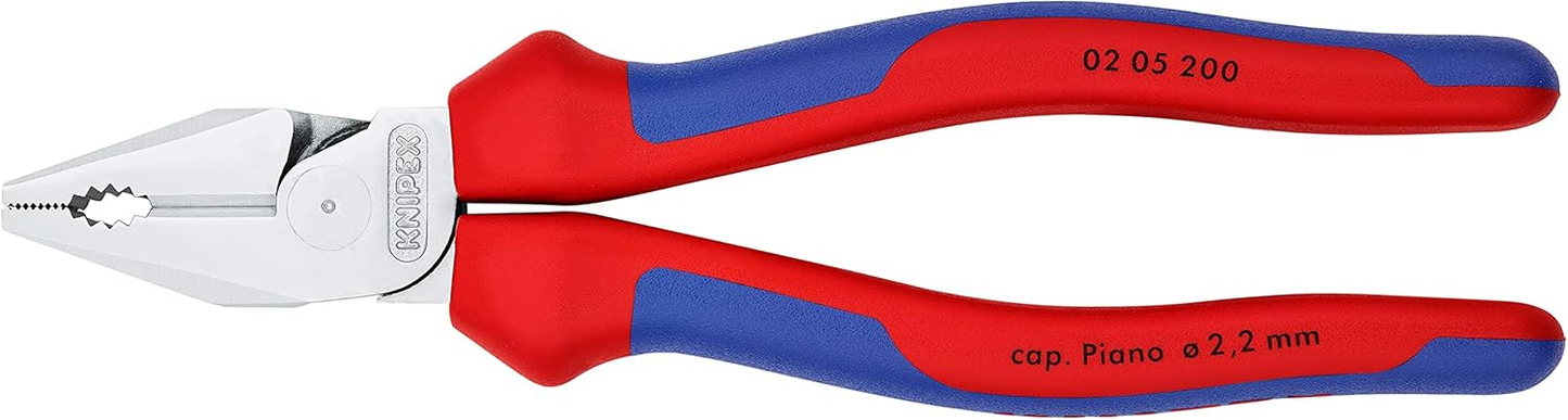 KNIPEX 02 05 200 Pinza universal de alta palanca con mangos ergonómicos cromada 200 mm (8″)
