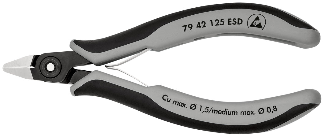KNIPEX 79 42 125 ESD Pinzas de precisión de corte diagonal para electrónica ESD Con fundas en dos componentes bruñido 125 mm