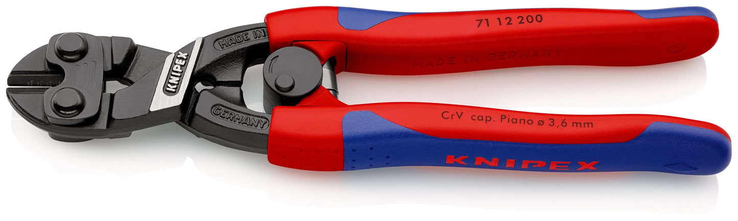 KNIPEX 71 12 200 Pinza CoBolt Cortapernos compacto con mangos en dos componentes acabado pavonado 200 mm