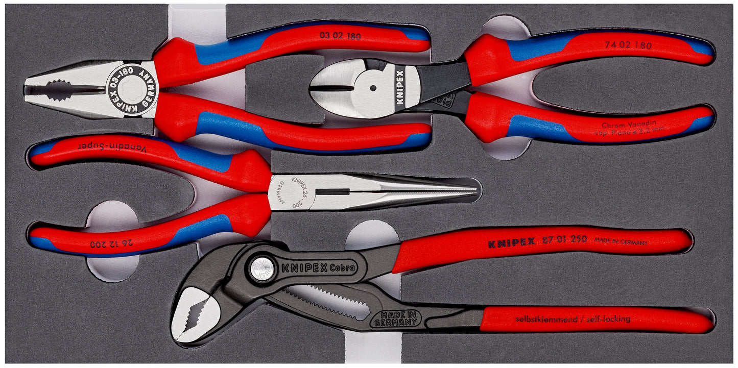 KNIPEX 00 20 01 V15 Juego de Pinzas en alojamiento de espuma 4 unidades