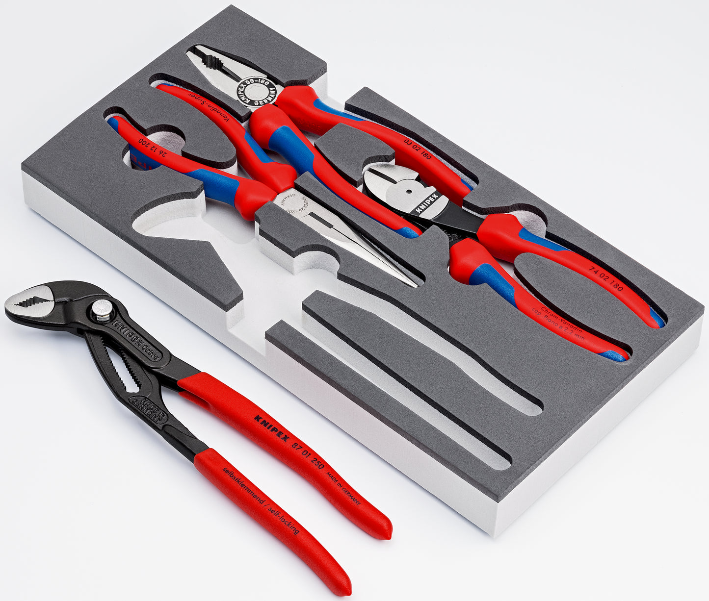 KNIPEX 00 20 01 V15 Juego de Pinzas en alojamiento de espuma 4 unidades