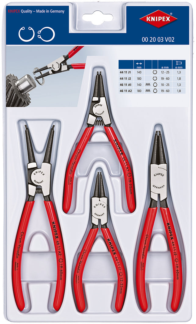 KNIPEX 00 20 03 V02 Juego de pinzas para anillos de retención