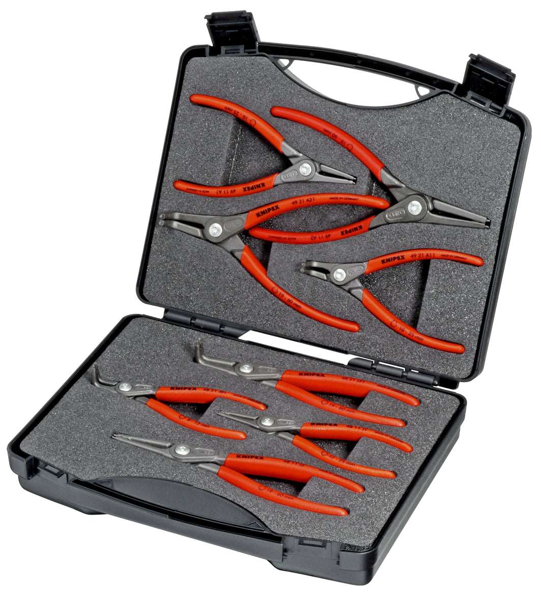 KNIPEX 00 21 25 Estuche de herramientas "SRZ" Pinzas para anillos de retención 8 piezas