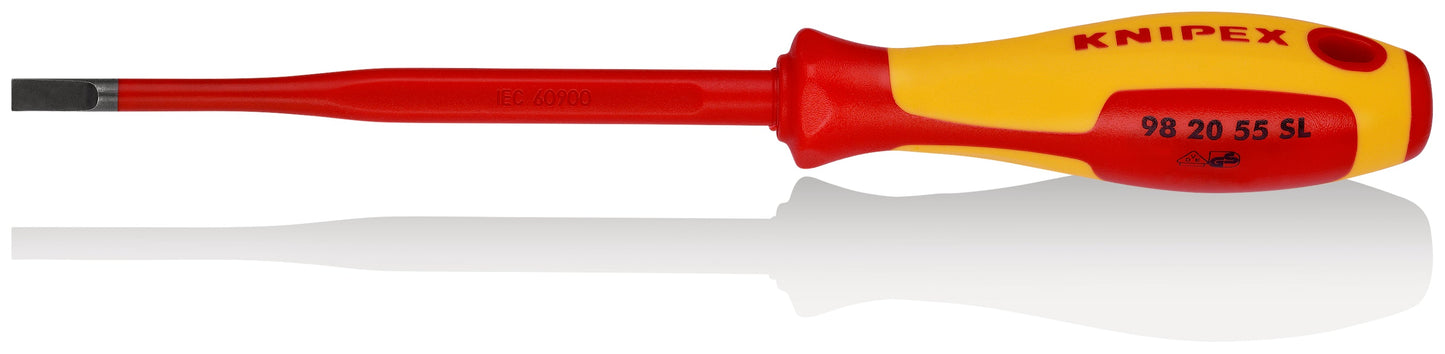 KNIPEX 98 20 55 SL Desarmador plano (Slim) aislado con mango ergonómico 1000V bruñido 232 mm (9'')
