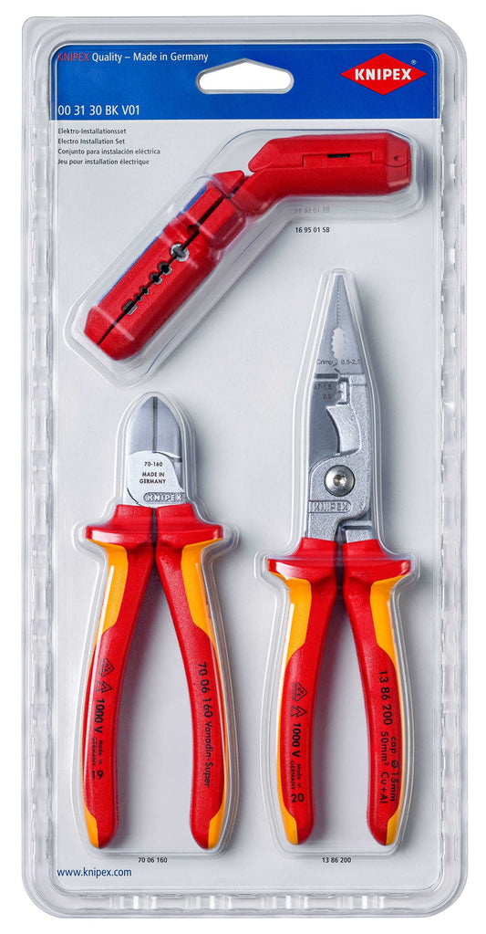 KNIPEX 00 31 30 BK V01 Conjunto para instalación eléctrica 1 x 13 86 200, 1 x 16 95 01 SB, 1 x 70 06 160