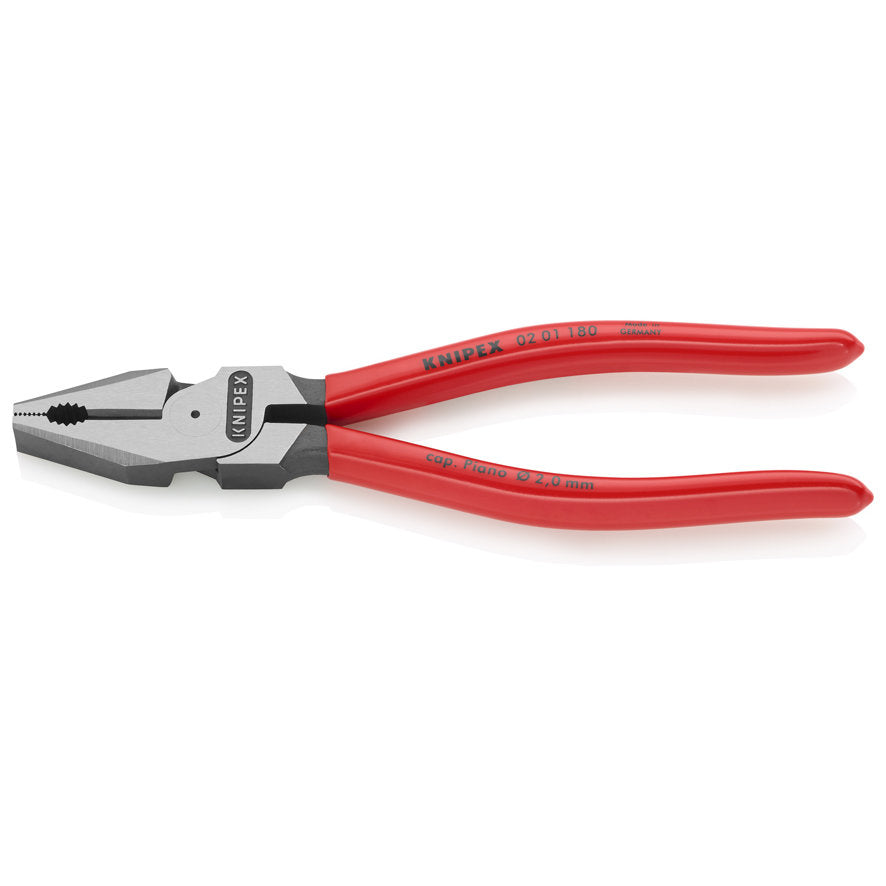 KNIPEX 02 01 180 SB Pinza universal de alta palanca con mangos de plástico pavonada 180 mm (7.25″)
