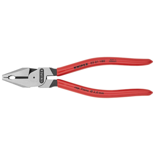 KNIPEX 02 01 180 SB Pinza universal de alta palanca con mangos de plástico pavonada 180 mm (7.25″)