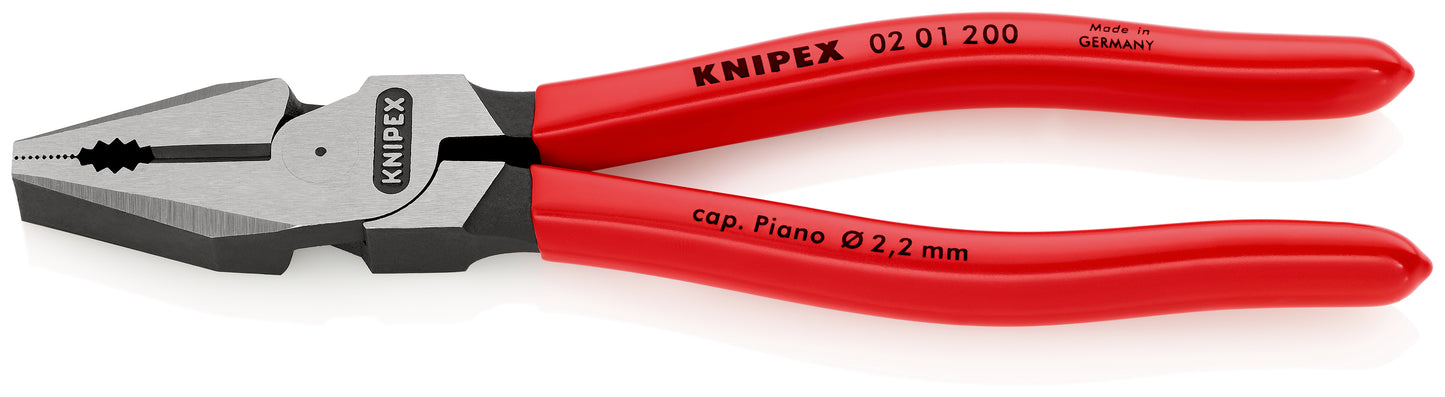 KNIPEX 02 01 200 Pinza universal para trabajos pesados recubierto de plástico acabado pavonado 200 mm