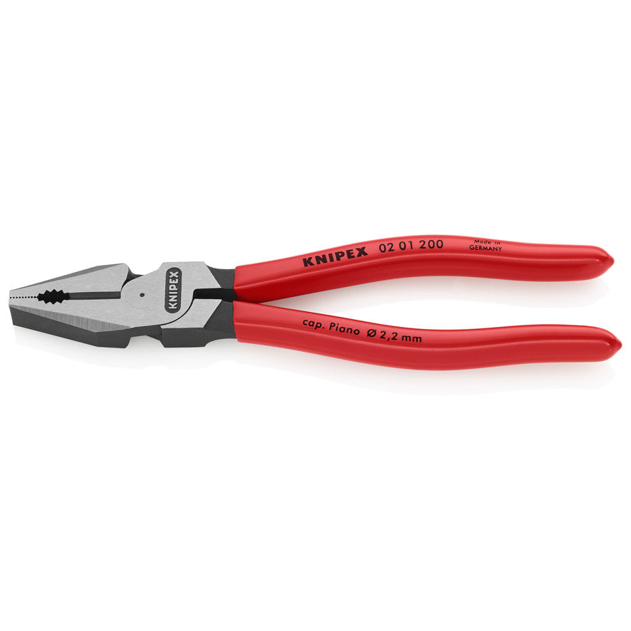 KNIPEX 02 01 200 Pinza universal de alta palanca con mangos de plástico pavonada 200 mm (8″)