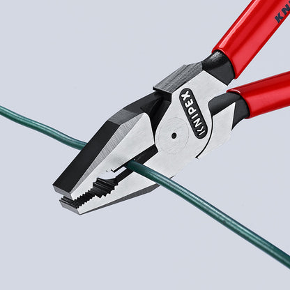 KNIPEX 02 01 200 SB Pinza universal de alta palanca con mangos de plástico pavonada 200 mm (8″)