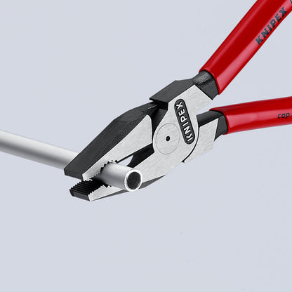 KNIPEX 02 01 200 SB Pinza universal de alta palanca con mangos de plástico pavonada 200 mm (8″)