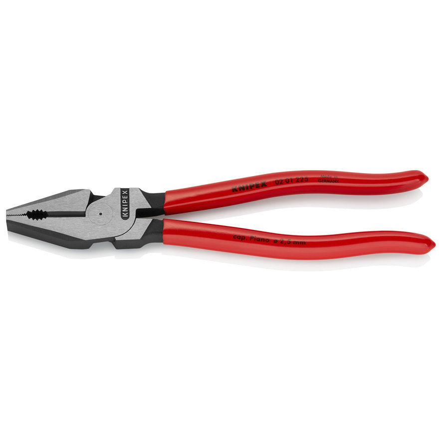 KNIPEX 02 01 225 SB Pinza universal de alta palanca con mangos de plástico pavonada 225 mm (9″)