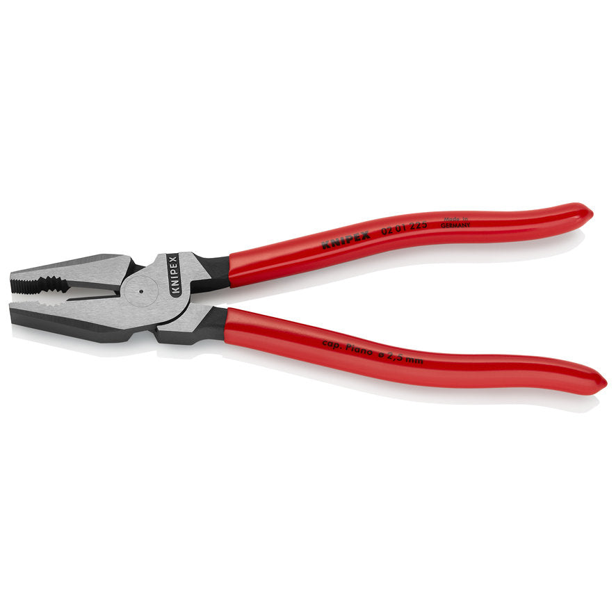 KNIPEX 02 01 225 Pinza universal de alta palanca con mangos de plástico pavonada 225 mm (9″)