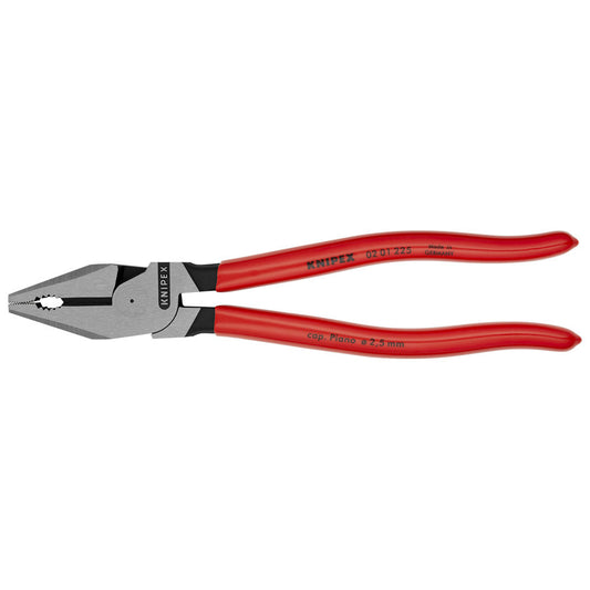 KNIPEX 02 01 225 Pinza universal de alta palanca con mangos de plástico pavonada 225 mm (9″)