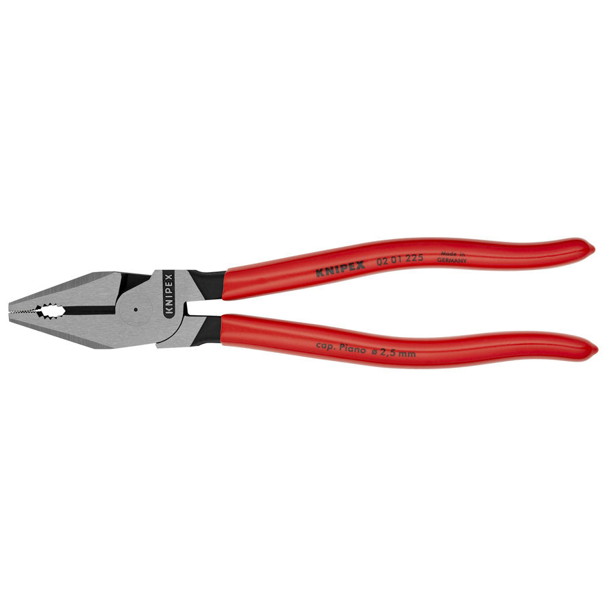 KNIPEX 02 01 225 SB Pinza universal de alta palanca con mangos de plástico pavonada 225 mm (9″)