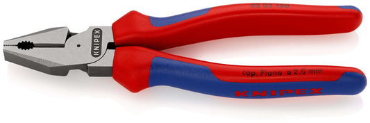 KNIPEX 02 02 180 SB Pinza universal para trabajos pesados con fundas en dos componentes acabado pavonado 180 mm