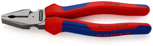 KNIPEX 02 02 200 SB Pinza universal para trabajos pesados con fundas en dos componentes acabado pavonado 200 mm