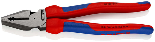 KNIPEX 02 02 225 SB Pinza universal para trabajos pesados con fundas en dos componentes acabado pavonado 225 mm