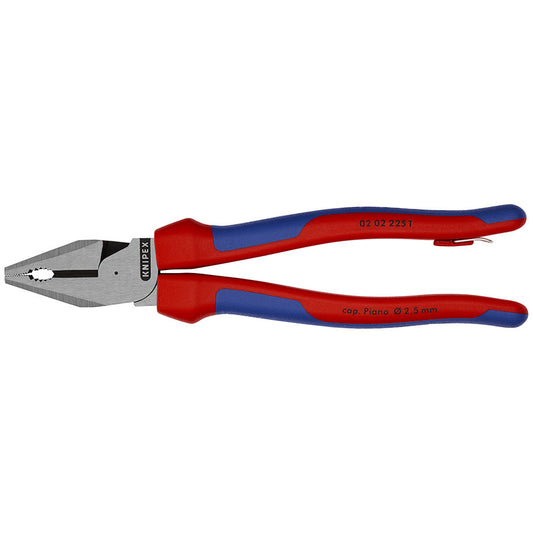 KNIPEX 02 02 225 T BK Pinza universal de alta palanca con mangos ergonómicos con protección anticaídas pavonada 225 mm (9″)