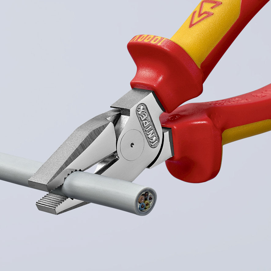KNIPEX 02 06 180 SB Pinza aislada universal de alta palanca con mangos ergonómicos 1000V cromada 180 mm (7.25″)