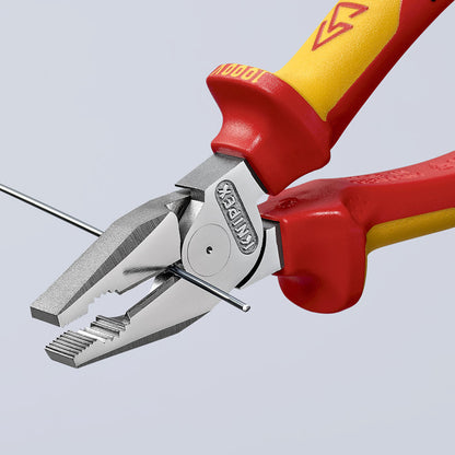 KNIPEX 02 06 225 SB Pinza aislada universal de alta palanca con mangos ergonómicos 1000V cromada 225 mm (9″)