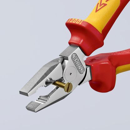 KNIPEX 02 06 225 Pinza aislada universal de alta palanca con mangos ergonómicos 1000V cromada 225 mm (9″)
