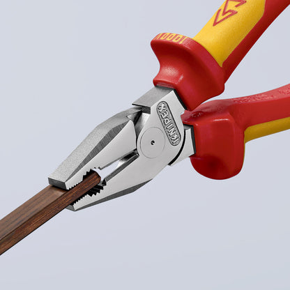 KNIPEX 02 06 225 SB Pinza aislada universal de alta palanca con mangos ergonómicos 1000V cromada 225 mm (9″)