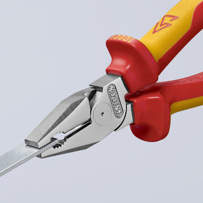 KNIPEX 02 06 225 Pinza aislada universal de alta palanca con mangos ergonómicos 1000V cromada 225 mm (9″)