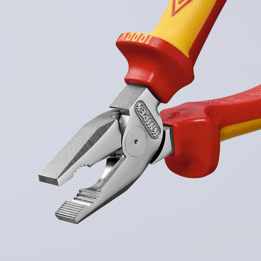 KNIPEX 02 06 180 SB Pinza aislada universal de alta palanca con mangos ergonómicos 1000V cromada 180 mm (7.25″)