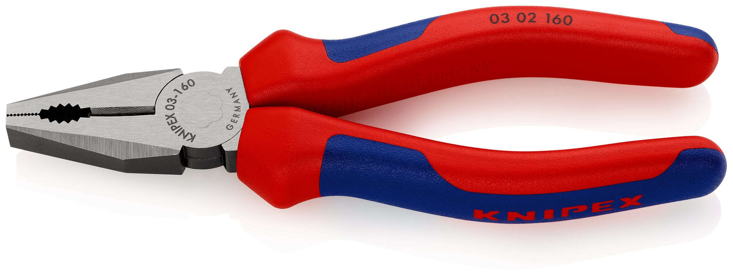 KNIPEX 03 02 160 SB Pinza universal con fundas en dos componentes acabado pavonado 160 mm