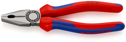 KNIPEX 03 02 180 SB Pinza universal con fundas en dos componentes acabado pavonado 180 mm