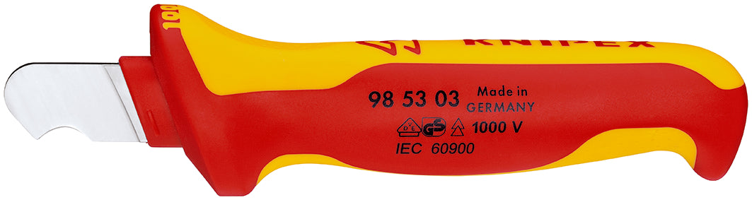 KNIPEX 98 53 03 Cuchillo pelacables de gancho aislado con mango ergonómico 1000V 170 mm (6.5'')