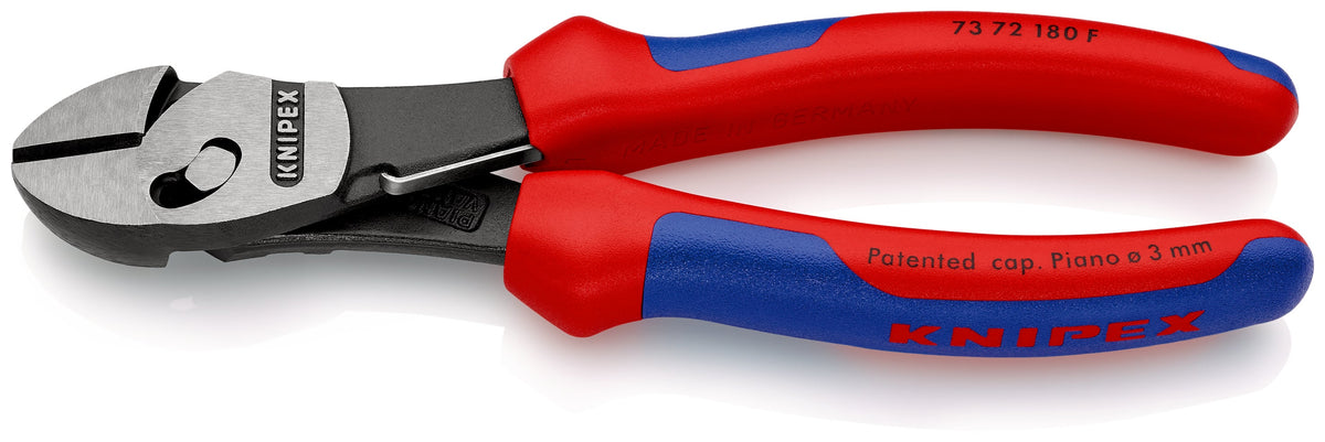KNIPEX 73 72 180 F Pinza de corte diagonal TwinForce de alto rendimiento con muelle con mangos ergonómicos pavonada 180 mm (7.25'')