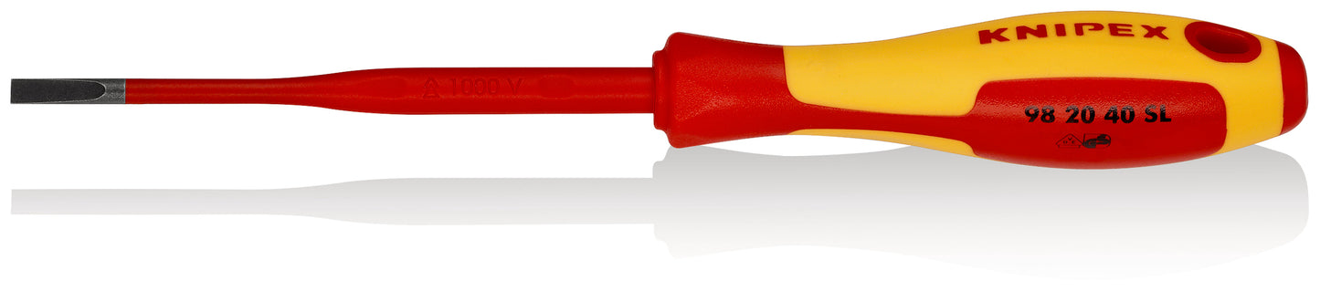 KNIPEX 98 20 40 SL Desarmador plano (Slim) aislado con mango ergonómico 1000V bruñido 202 mm (8'')