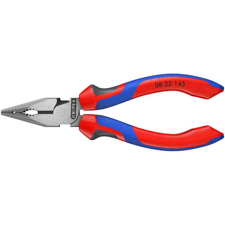 KNIPEX 08 22 145 SB Pinza universal de punta fina con mangos ergonómicos pavonada 145 mm (5.75″)