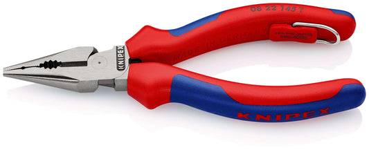 KNIPEX 08 22 145 T Pinzas universal en punta Con fundas en dos componentes, con anilla de fijación integrada para colocar un dispositivo de protección anticaídas acabado pavonado 145 mm