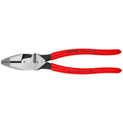 KNIPEX 09 11 240 Pinza de electricista modelo americano con mangos de plástico pavonada 240 mm (9.5″)